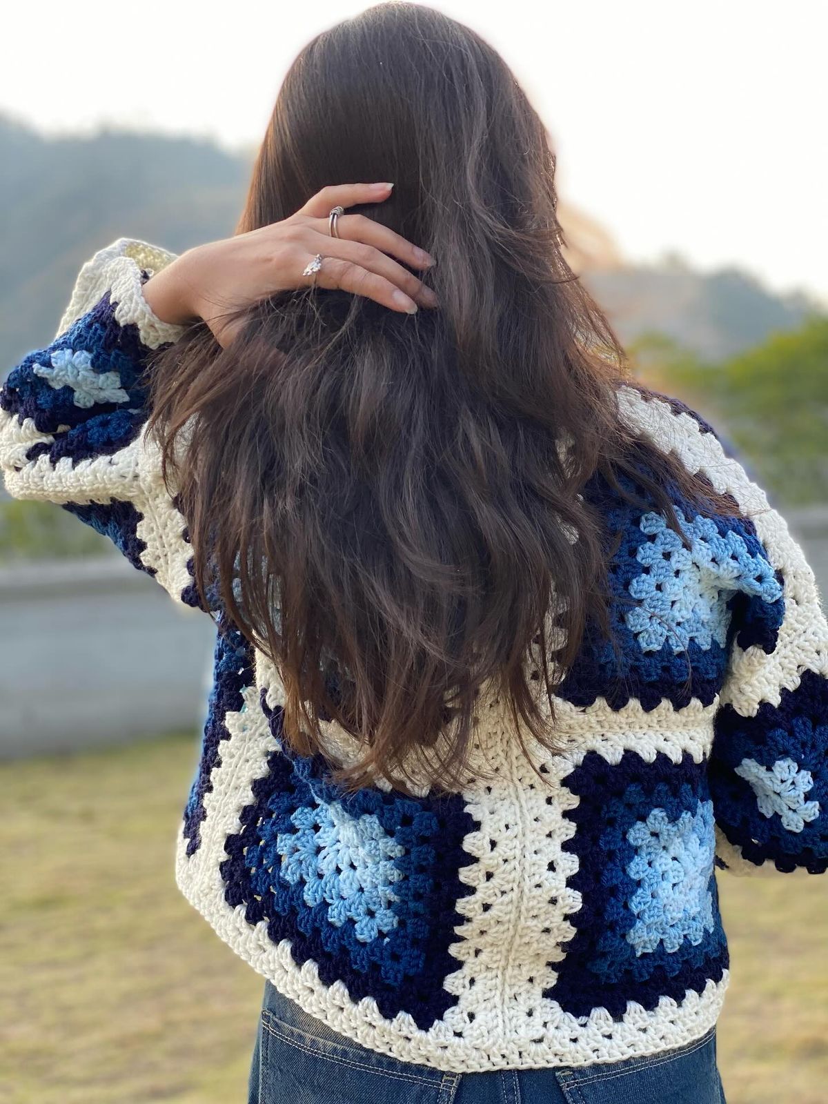 Boho Granny Square Tie Cardigan