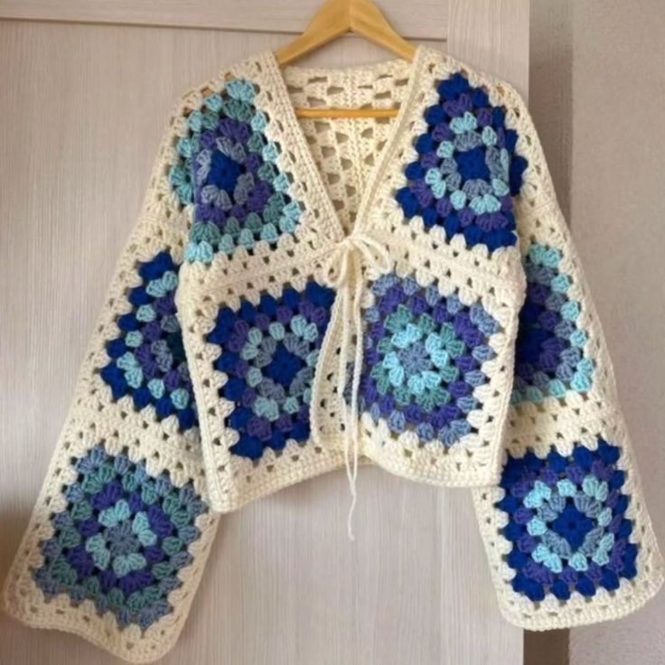 Boho Granny Square Tie Cardigan