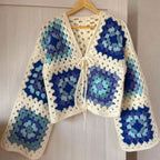 Boho Granny Square Tie Cardigan