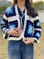 Boho Granny Square Tie Cardigan