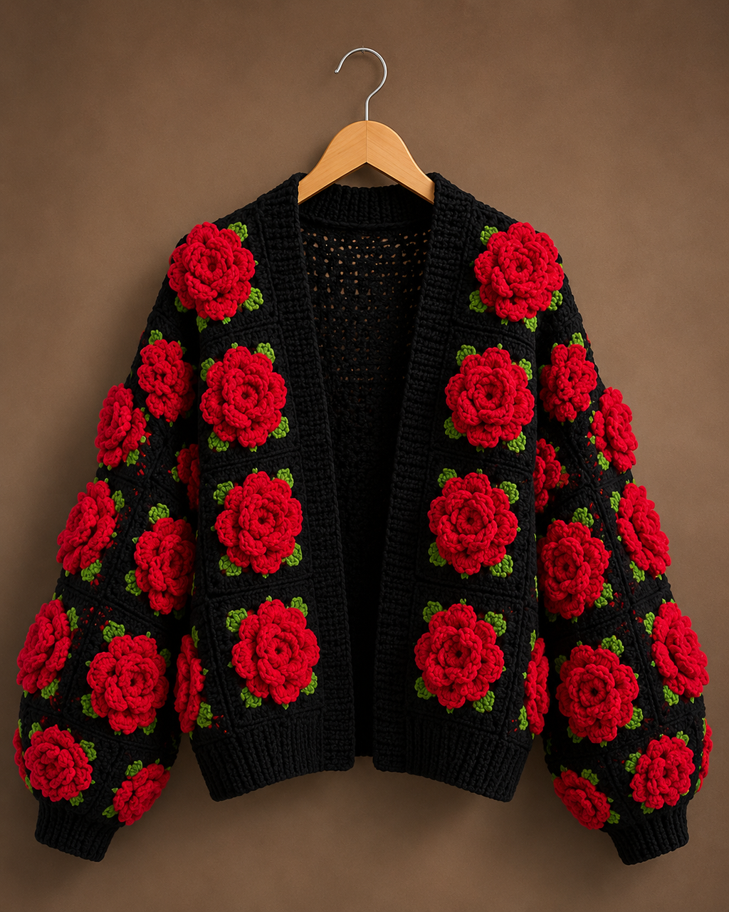 The Crimson Rose Granny Square Cardigan