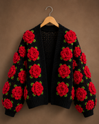 The Crimson Rose Granny Square Cardigan