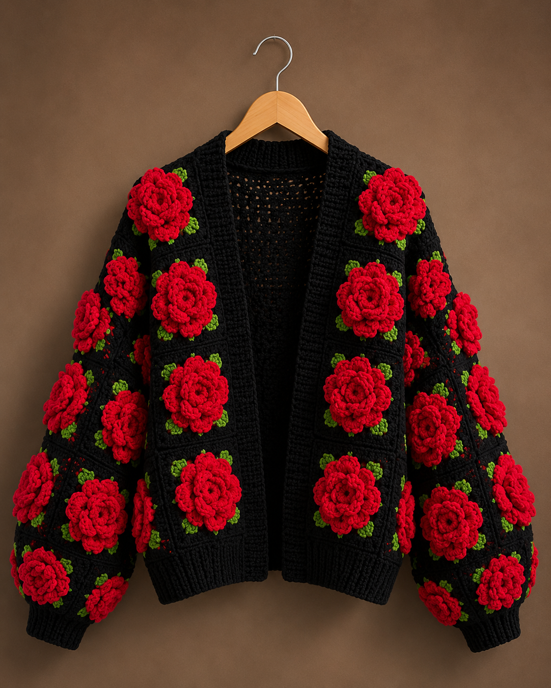 The Crimson Rose Granny Square Cardigan