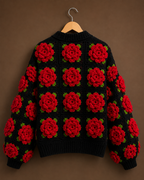 The Crimson Rose Granny Square Cardigan