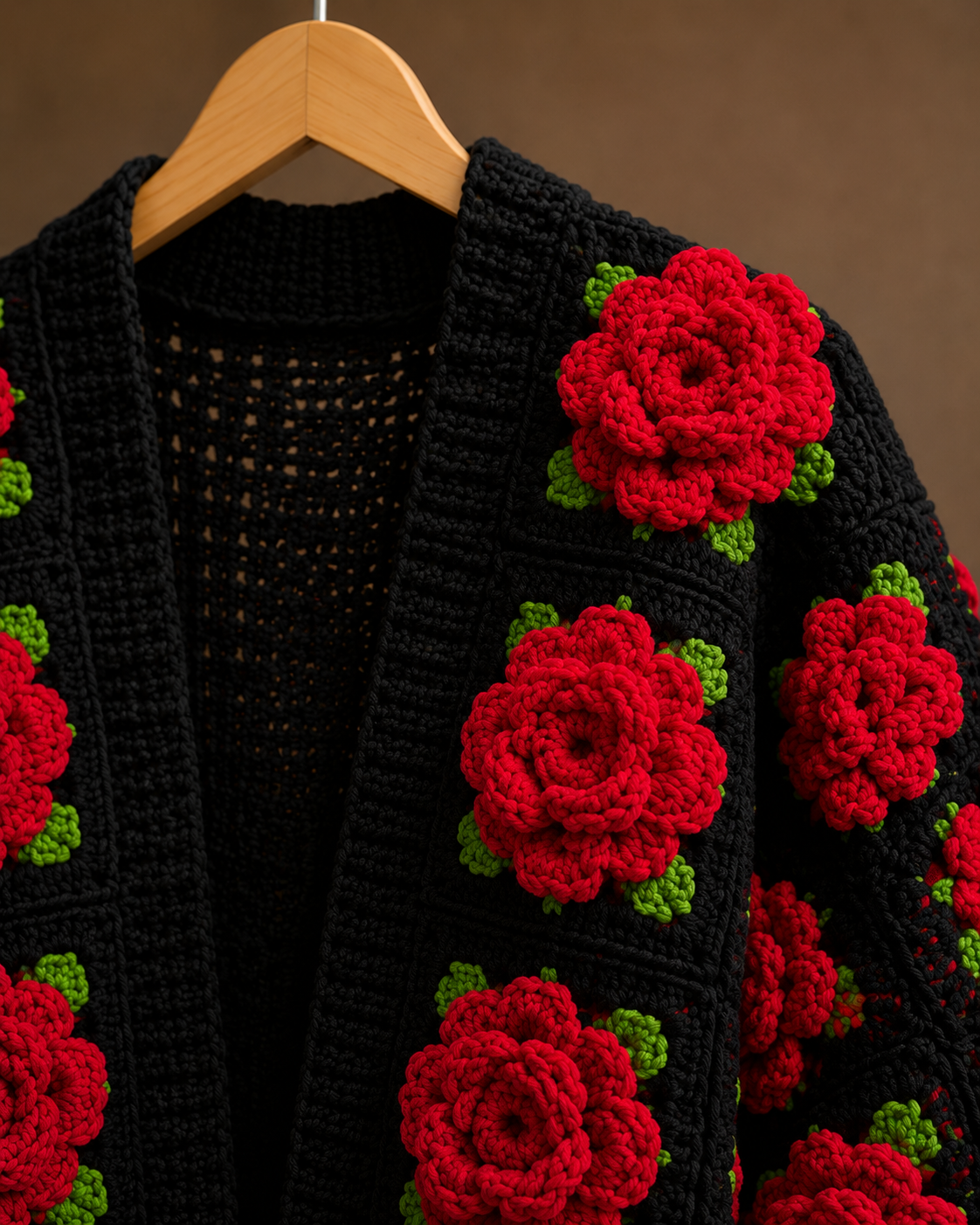 The Crimson Rose Granny Square Cardigan