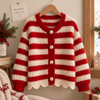 Striped Festive Wear Crochet Cardigan
