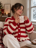 Striped Festive Wear Crochet Cardigan