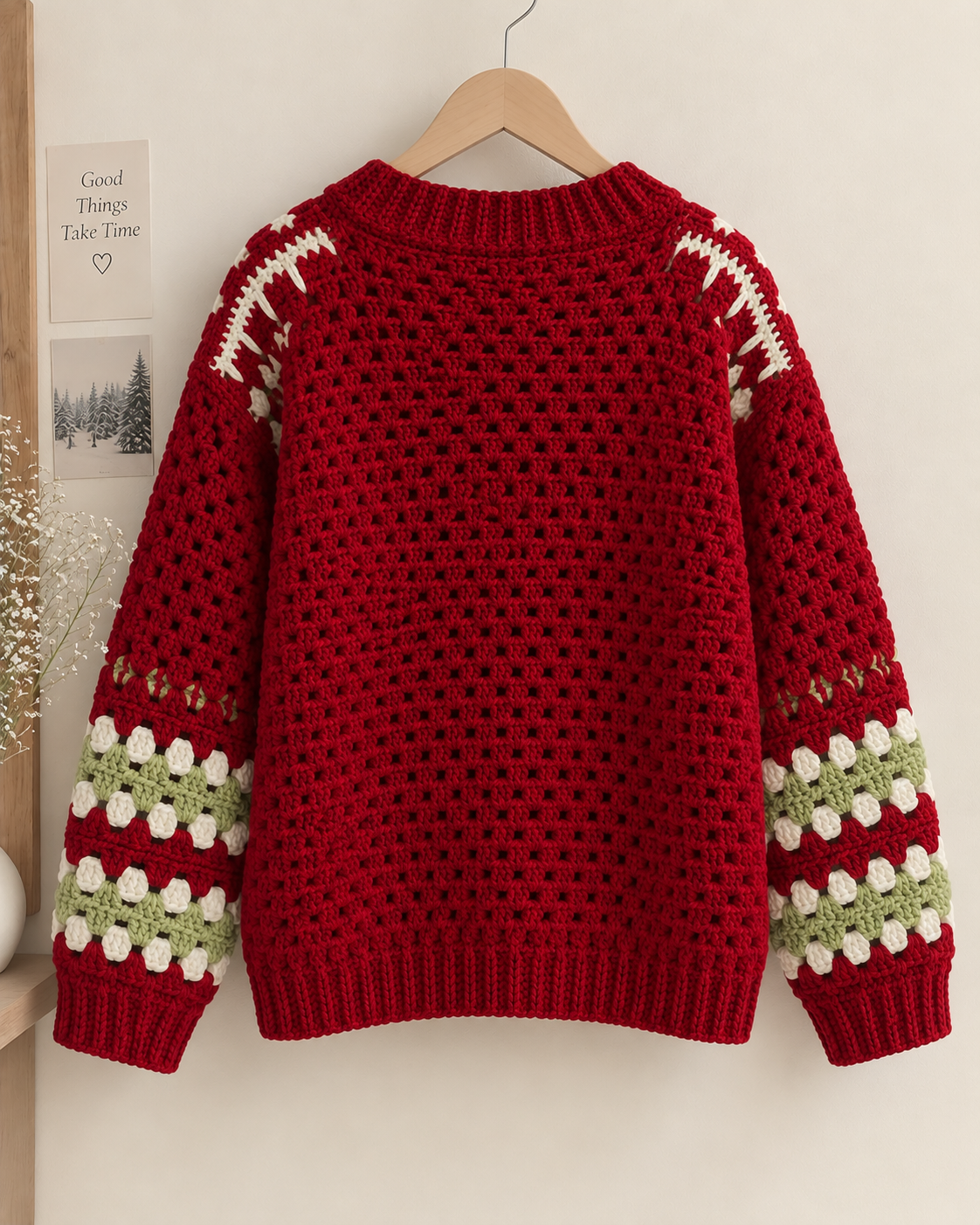 Christmas Tree Granny Square Crochet Sweater