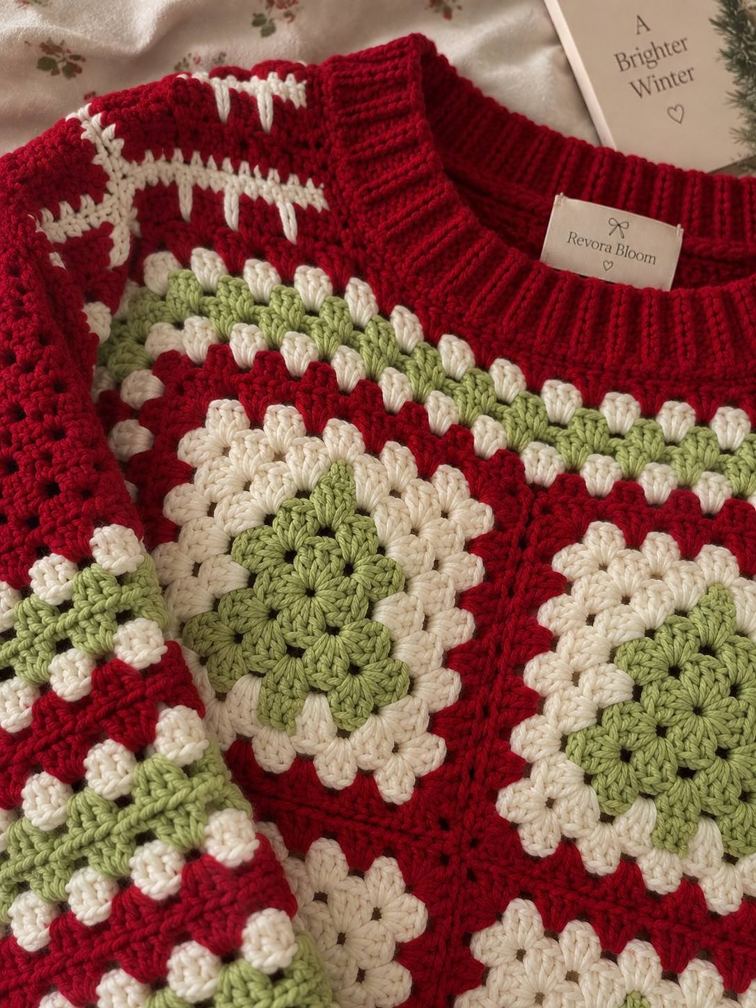 Christmas Tree Granny Square Crochet Sweater