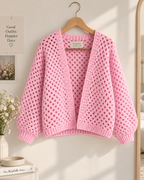 Pink Crochet Cardigan