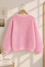 Pink Crochet Cardigan