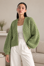Pink Crochet Cardigan
