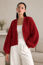 Pink Crochet Cardigan