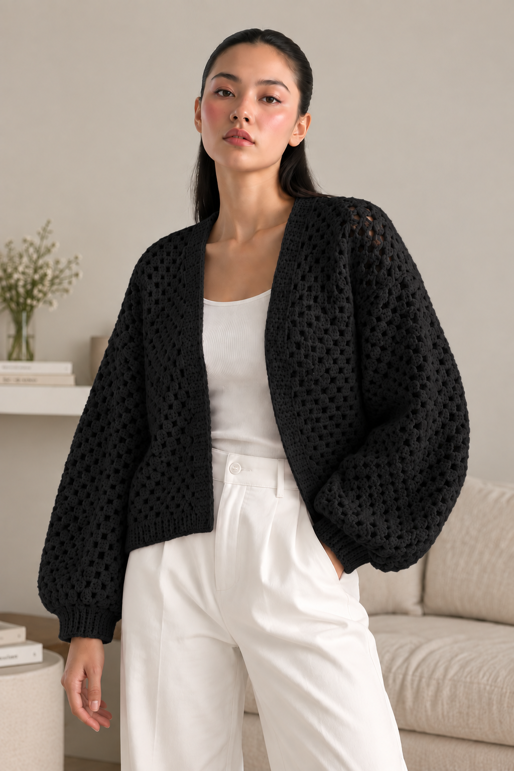 Pink Crochet Cardigan
