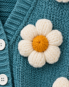 Teal Daisy Crochet Cardigan