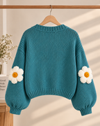 Teal Daisy Crochet Cardigan