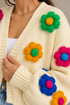 Colorful Flower Crochet Cardigan