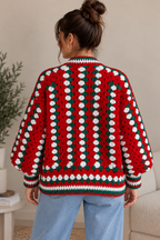Red Green Christmas Crochet Cardigan