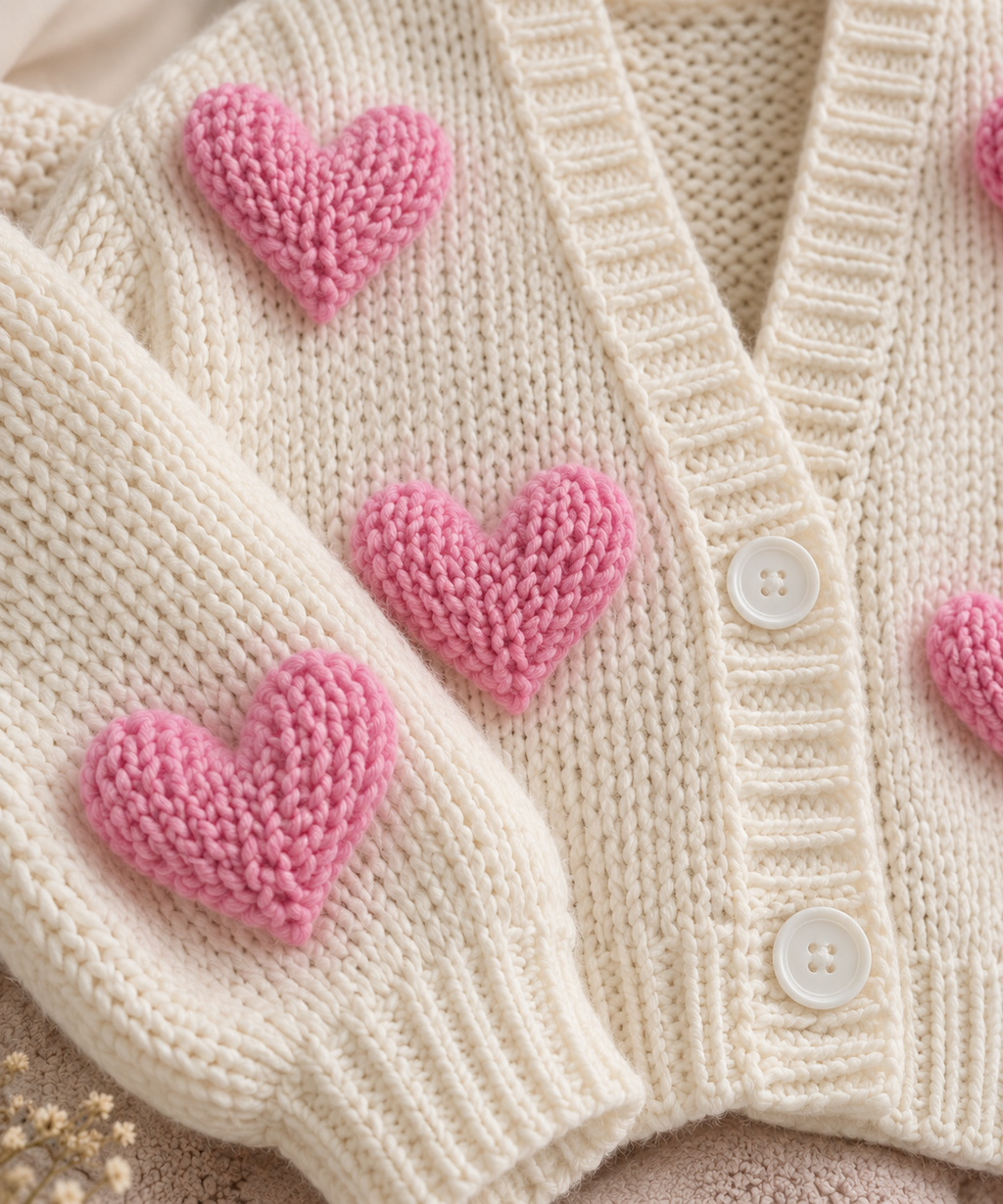 Mummy & Daughter Heart Knit Cardigan Set