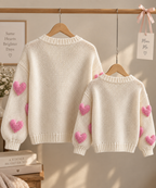 Mummy & Daughter Heart Knit Cardigan Set