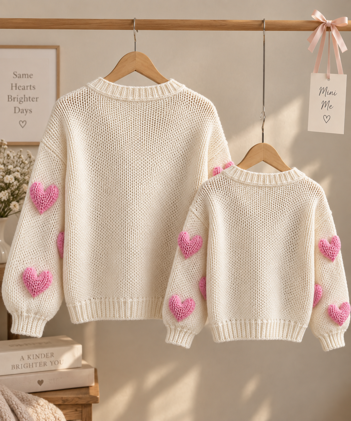 Mummy & Daughter Heart Knit Cardigan Set