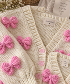 Pink Bow Knit Cardigan Twin Set