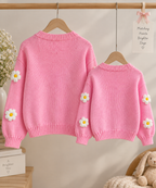 Pink Daisy Knit Cardigan Twin Set