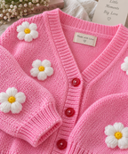 Pink Daisy Knit Cardigan Twin Set