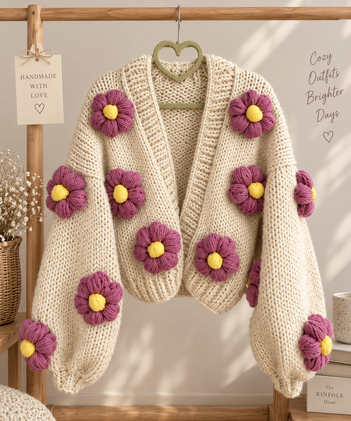 Cream Floral Crochet Cardigan