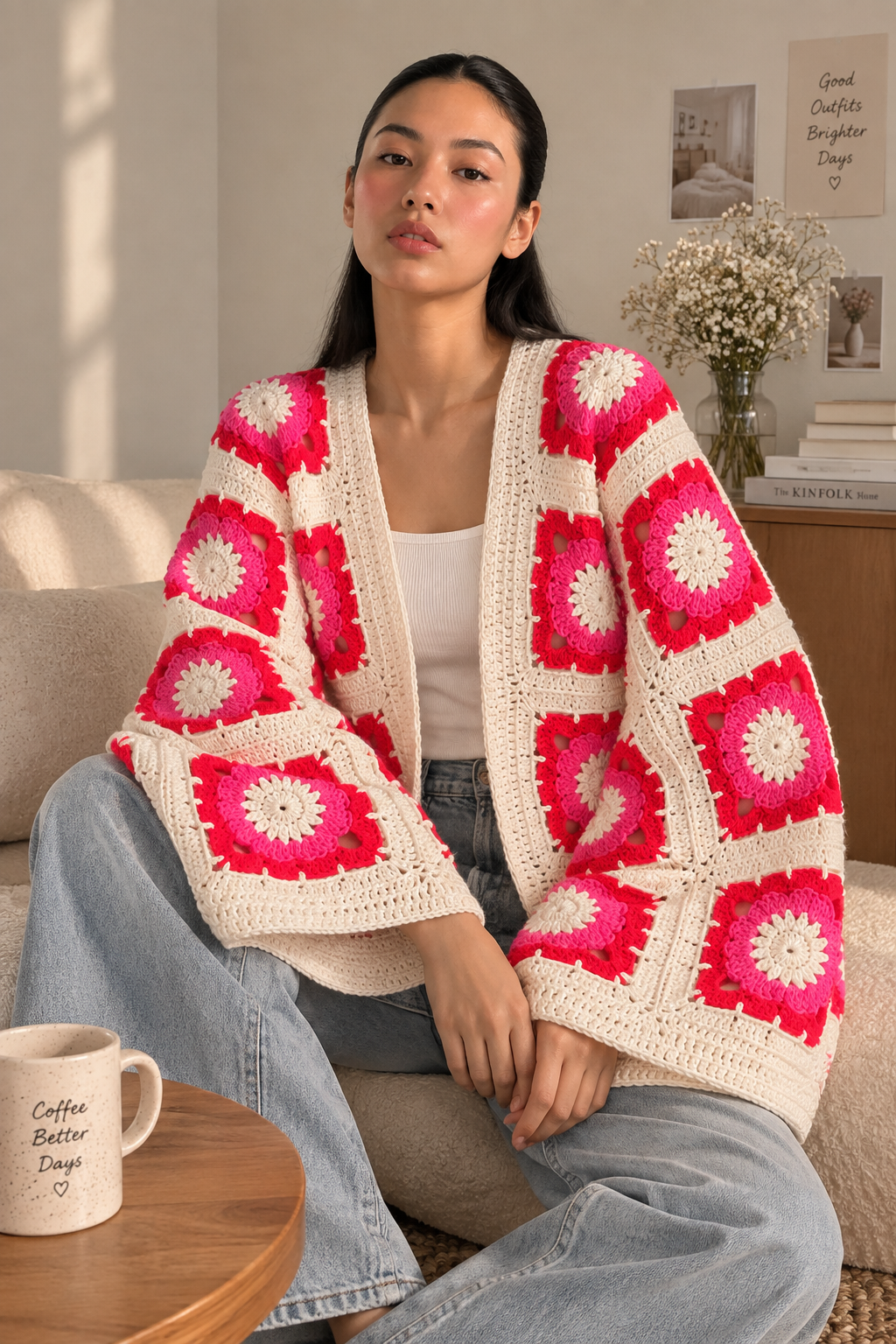 Floral Granny Square Cardigan