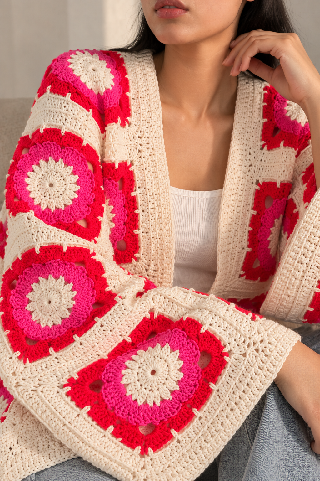 Floral Granny Square Cardigan