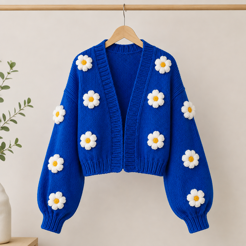 The Royal Cobalt Daisy Cardigan