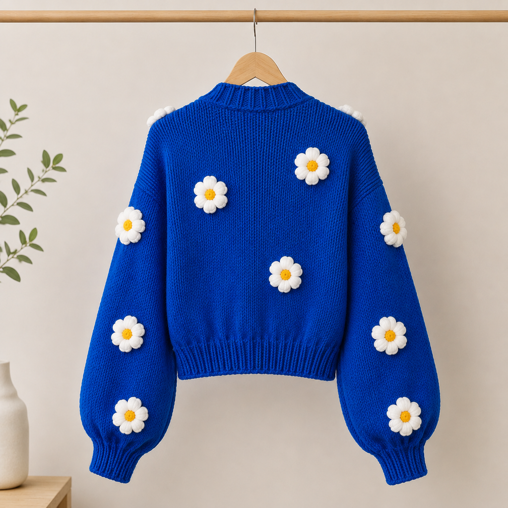 The Royal Cobalt Daisy Cardigan