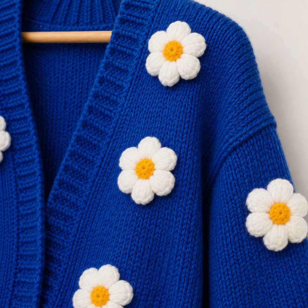 The Royal Cobalt Daisy Cardigan