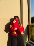 Red Flower Crochet Cardigan