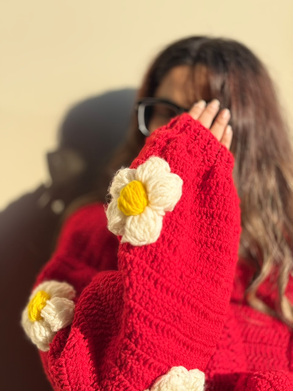 Red Flower Crochet Cardigan
