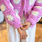 Lavender Daisy Crochet Cardigan