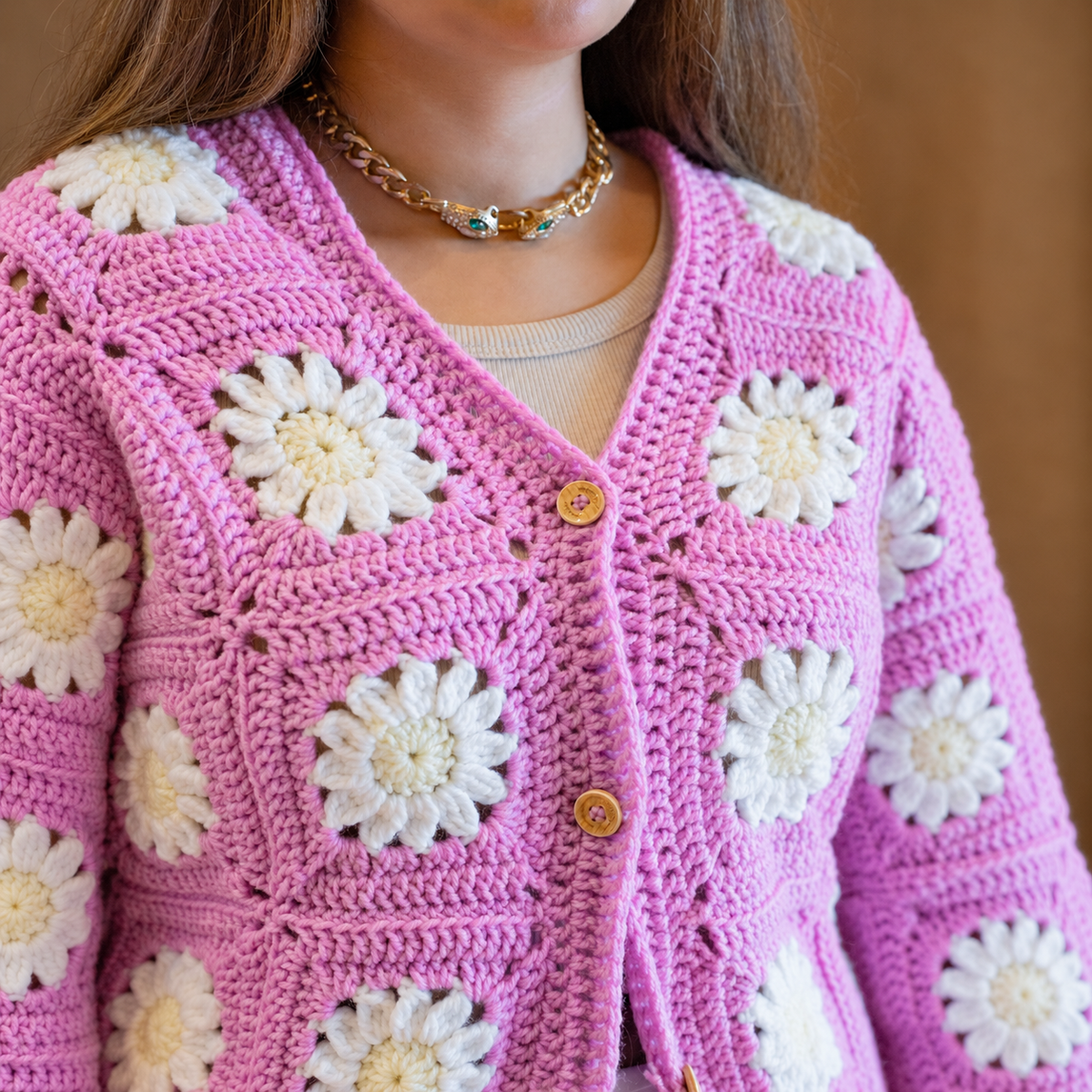 Lavender Daisy Crochet Cardigan