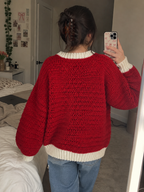 Cozy Red Granny Square Sweater