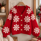 Red Snowflake Crochet Cardigan