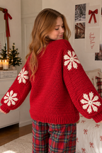 Red Snowflake Crochet Cardigan