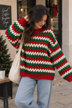Handmade Striped Crochet Christmas Sweater