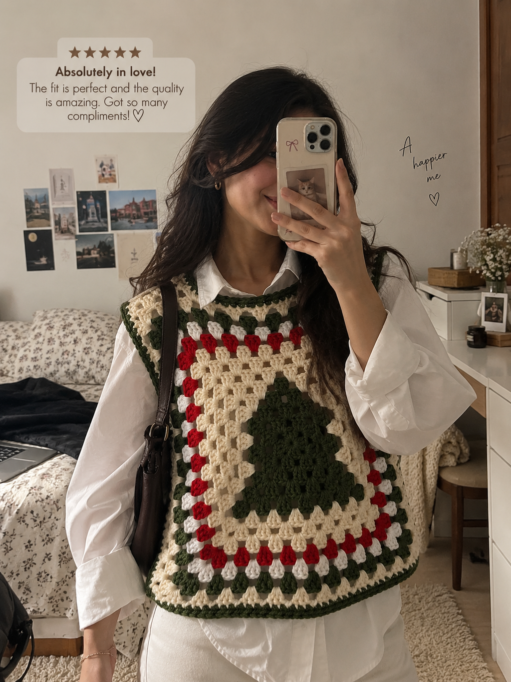 Christmas Tree Granny Square Crochet Vest