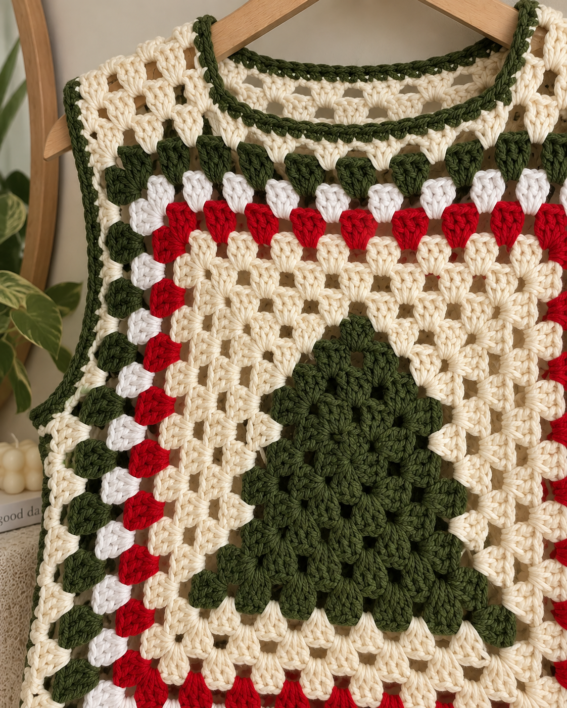 Christmas Tree Granny Square Crochet Vest